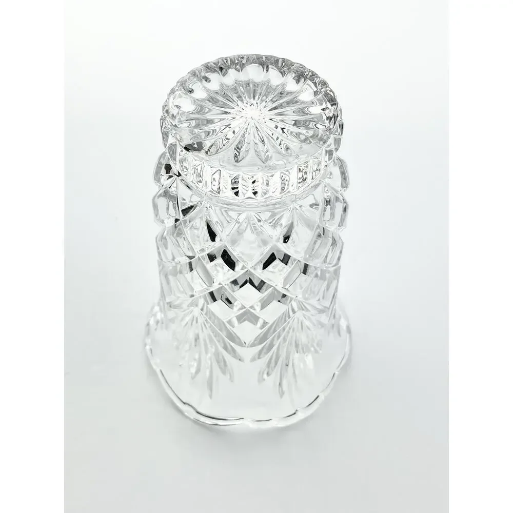 Vintage Tulip Flared Scalloped Footed Crystal Vase 6 3/4” Fan & Cross-Cross Cuts
